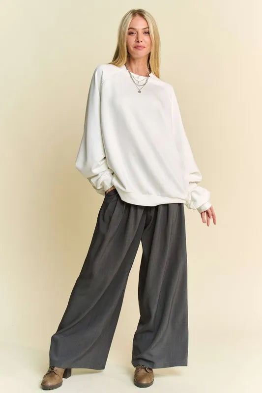 Davi & Dani Round Neck Raglan Sleeve Sweatshirt Sweatshirts
