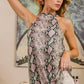 BiBi Snakeskin Print Low Gauge Knit Halter Neck Top Tops