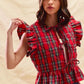 SO ME Christmas Holiday Plaid Ruffled Quilt Vest Top - DAVERRI FASHIONS