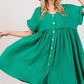 SAGE + FIG Full Size Button Up Short Sleeve Dress Knee Length Dresses