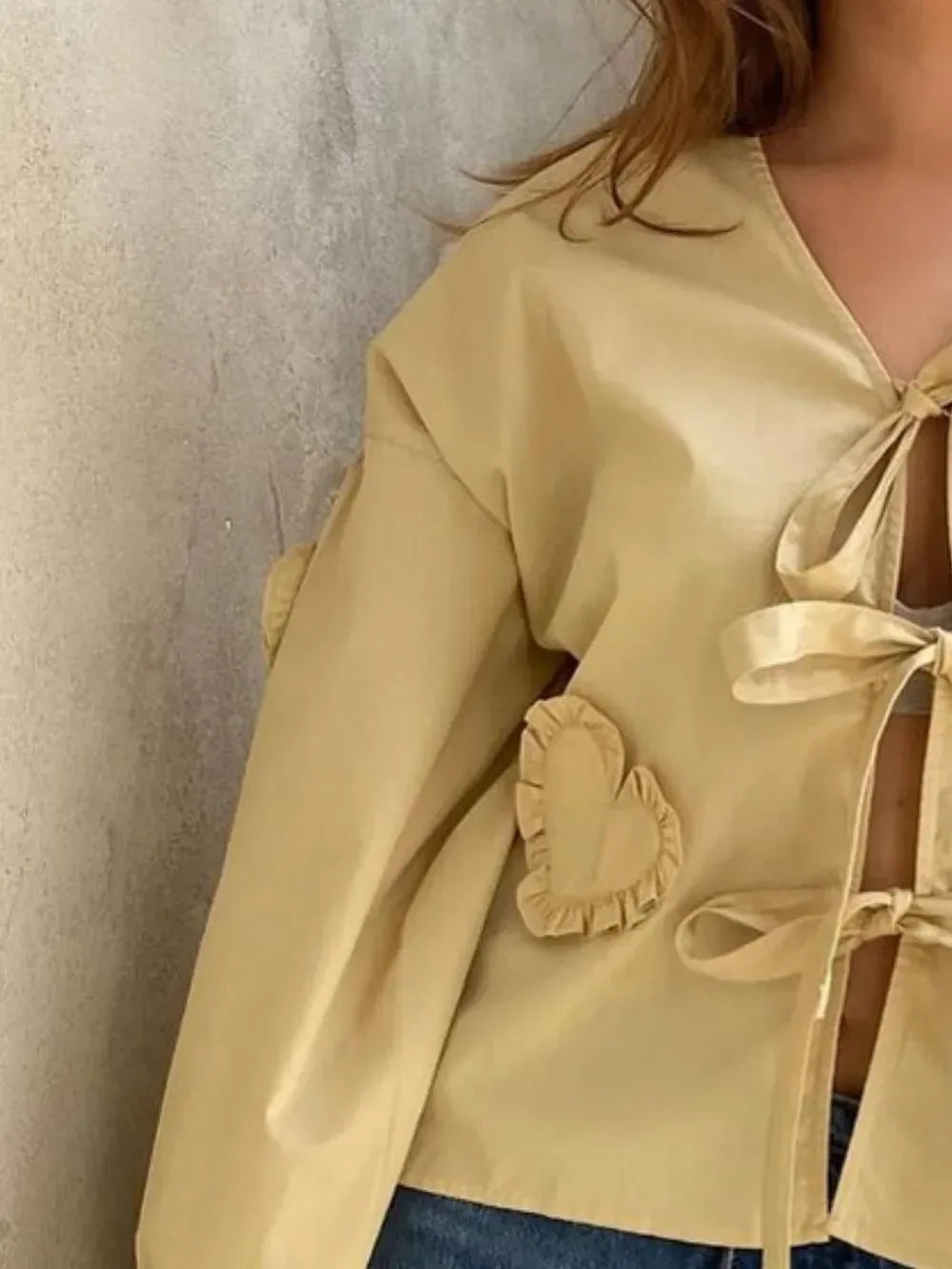 Tied Flounce Sleeve Blouse - DAVERRI FASHIONS