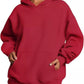 Red kangaroo pocket long sleeve hoodie with drawstring hood
