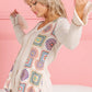 BiBi Granny Square Print Contrast Annie Rib V Neck Top Tops