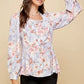 Lime 'N' Chili Floral Sweetheart Neckline Button Down Blouse - DAVERRI FASHIONS