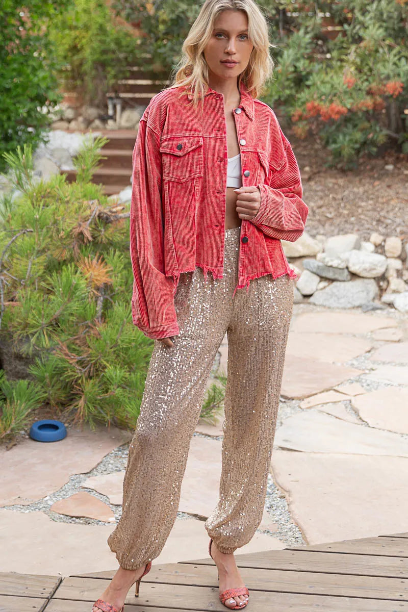 POL Button Down Corduroy Trucker Jacket Jackets