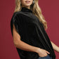 Umgee Velvet Mock Neck Sleeveless Blouse Blouses