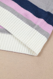 Plus Size Striped Long Sleeve Hooded Sweater | Daverri Fashions