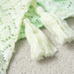 Daverri openwork tassel gradient knit cover-up in off-white crochet with green mesh