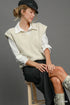 Umgee Oversized V Neck Vest Cream