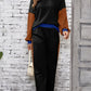 Color Block Round Neck Top and Pants Set - DAVERRI FASHIONS