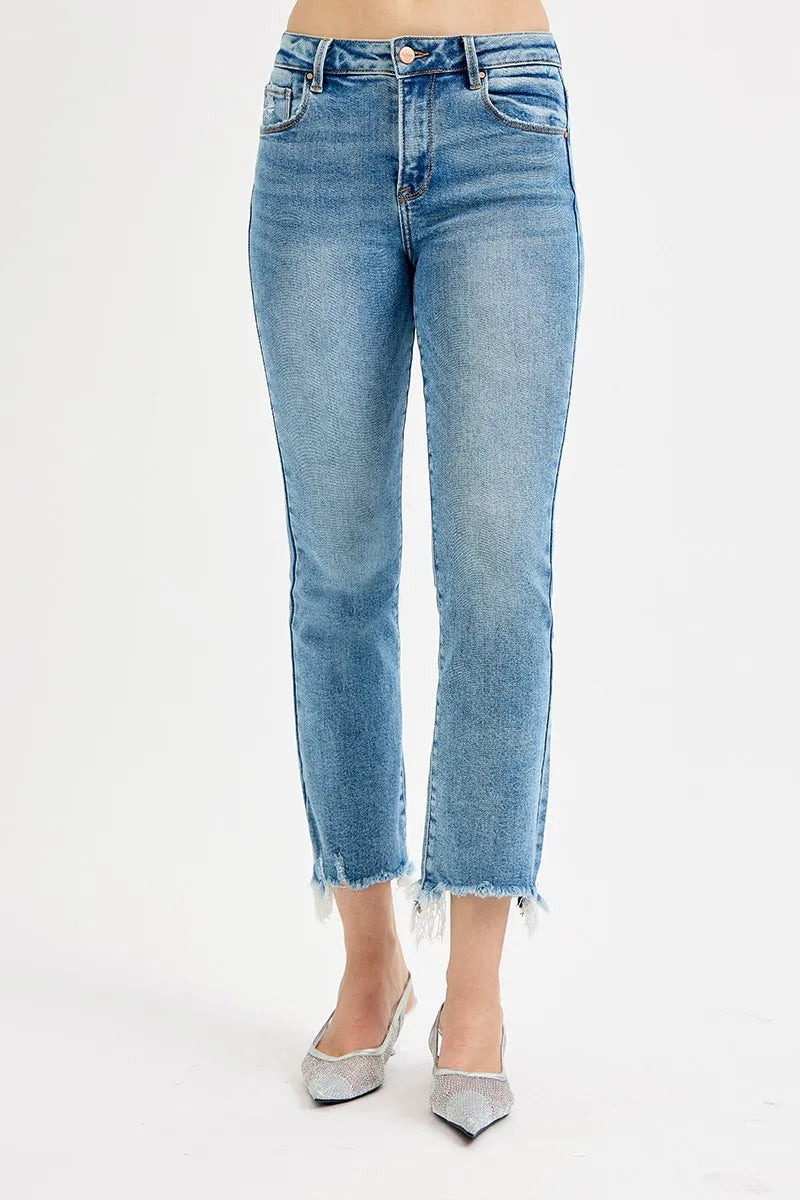RISEN Full Size High Rise Crop Straight Slim Jeans Plus Size MEDIUM Jeans
