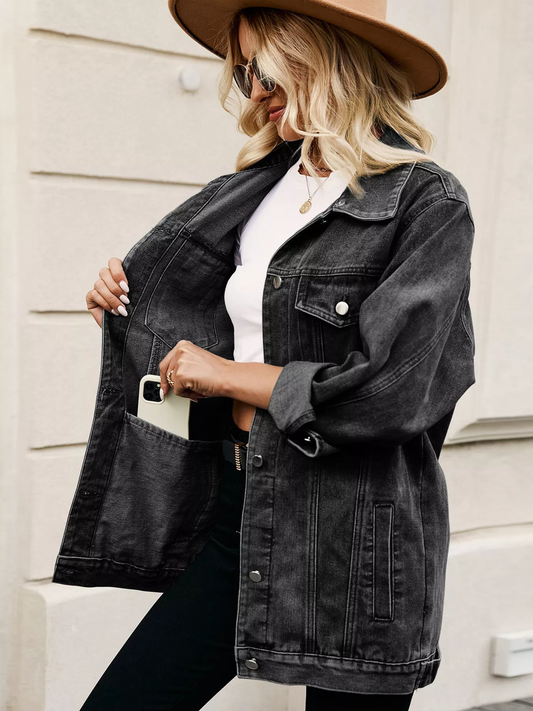 Button Up Long Sleeve Denim Jacket | Denim Jackets Daverri Fashions