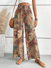 Camel Printed Wide Leg Pants | Pants Daverri Fashions