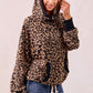BiBi Leopard Print Waffle Half Zip Up Hoodie W Pocket - DAVERRI FASHIONS