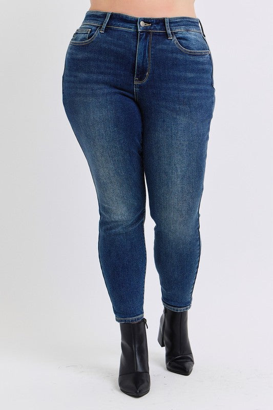 Judy Blue Full Size Run Mid-Rise Waist Skinny Jeans with Thermal Lining | Daverri Fashions