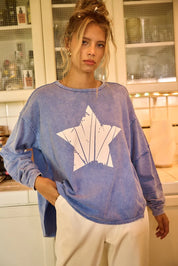 Mittoshop Star Graphic Mineral Wash Long Sleeve Top | Tops Daverri Fashions