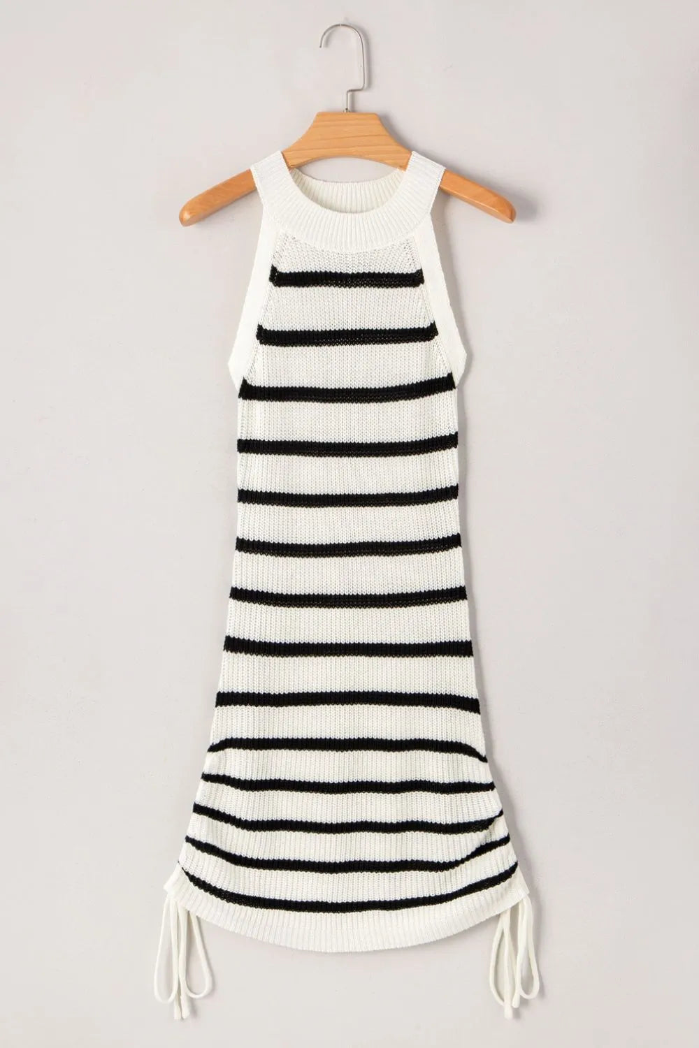 Daverri contrast striped drawstring sleeveless sweater dress