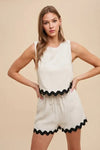Annie Wear Ric Rac Trim Detailed Top & Shorts Set - DAVERRI FASHIONS