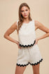Annie Wear Ric Rac Trim Detailed Top & Shorts Set NATURAL