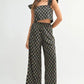 MABLE Floral Print Ruffle Top and Pants Set Black