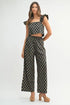MABLE Floral Print Ruffle Top and Pants Set Black