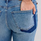 Judy Blue Full Size Mid Rise Bf Patch & Repair Destroy Release Hem Jeans Plus Size - DAVERRI FASHIONS