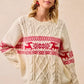 BiBi Christmas Theme Patterned Cable Knit Sweater - DAVERRI FASHIONS