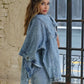 Button Down Drop Shoulder Denim Jacket - DAVERRI FASHIONS