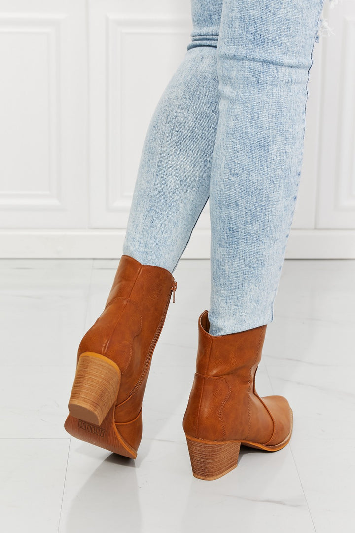 Watertower Town Faux Leather Western Ankle Boots in Ochre Boots