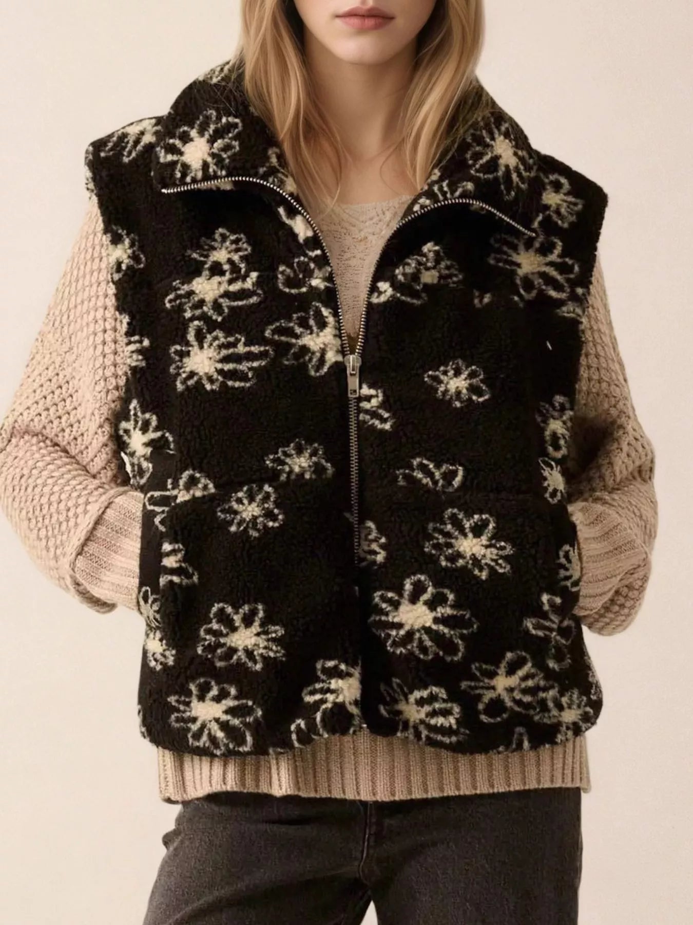 Zip Up Vest Coat with Pockets | Vest Jackets Daverri Fashions