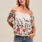 SO ME Floral Embroidered Two Way Off The Shoulder Blouse Blouses