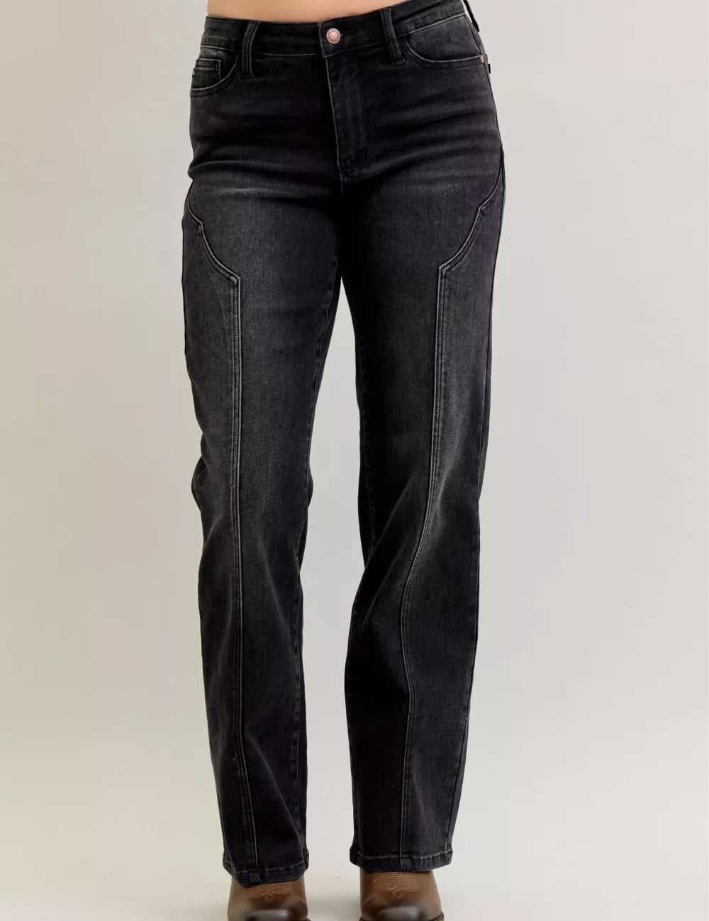 Judy Blue Mid Rise Straight Western Seam Detail Jeans | Jeans Daverri Fashions