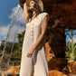 Annie Wear Button Detail Wide Leg Jumpsuit with Pockets