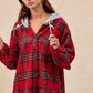 BiBi Brushed Plaid Hooded Jacket - DAVERRI FASHIONS