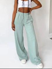 Elastic Waist Wide Leg Pants | Pants Daverri Fashions