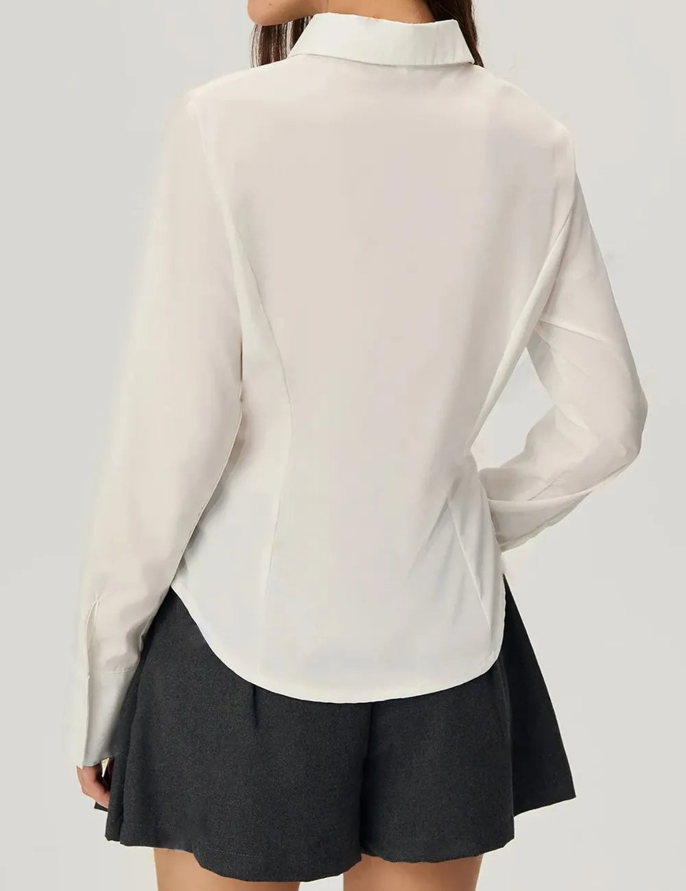 Ruched Button Down Long Sleeve Shirt | Shirts Daverri Fashions