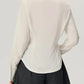 Ruched Button Down Long Sleeve Shirt - DAVERRI FASHIONS