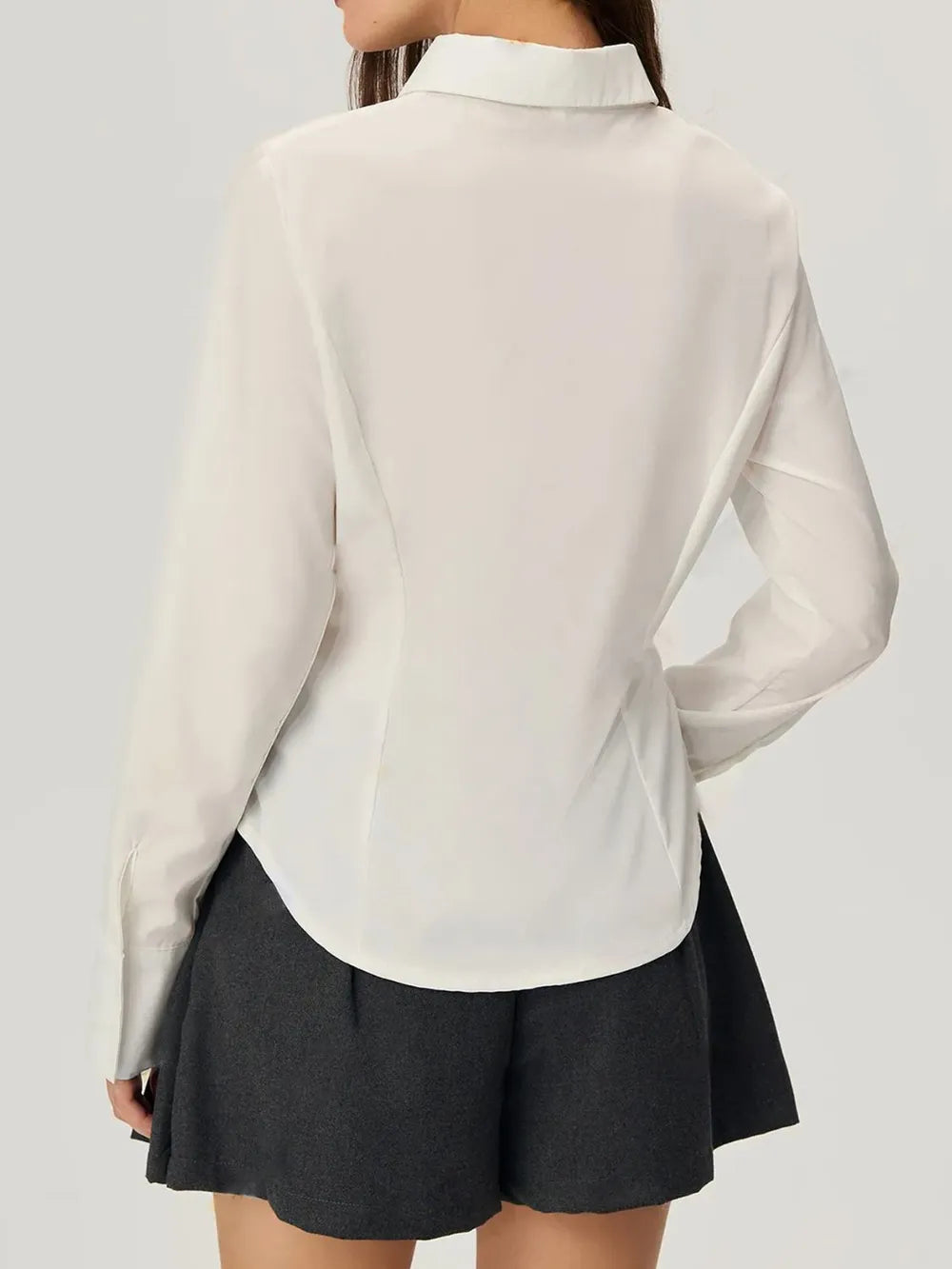 Ruched Button Down Long Sleeve Shirt | Shirts Daverri Fashions