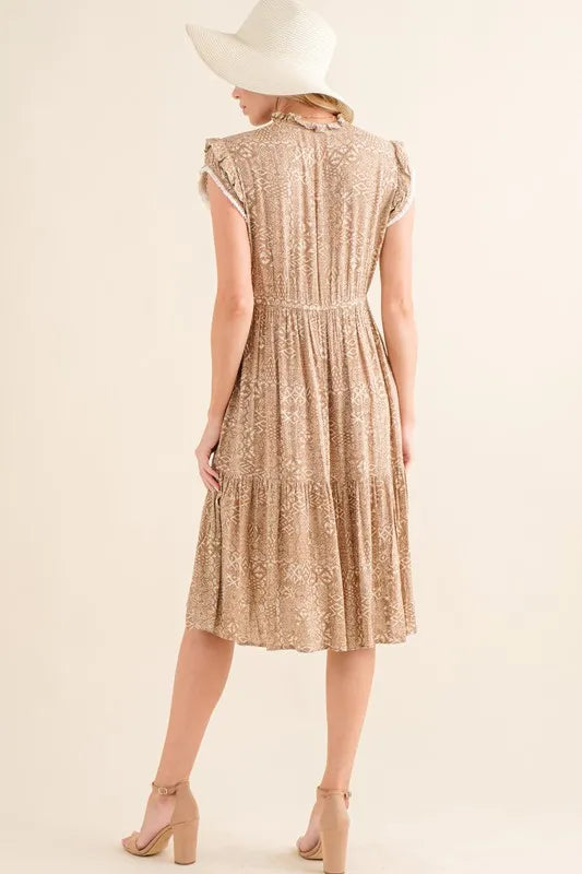 And The Why Boho Printed Tiered Dress Knee Length Dresses