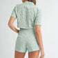 MABLE Eyelet Short Sleeve Crop Top and Shorts Set Outfit Sets