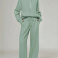 Half Zip Long Sleeve Top and Pants Set - DAVERRI FASHIONS