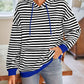 Lovelet Drawstring Striped Long Sleeve Hoodie - DAVERRI FASHIONS