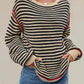 Slit Striped Oversized Sweater - DAVERRI FASHIONS