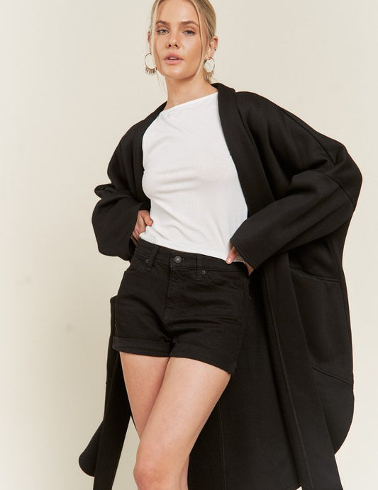 BLACK Oversized Knit Cardigan Plus Size | Cardigans Daverri Fashions