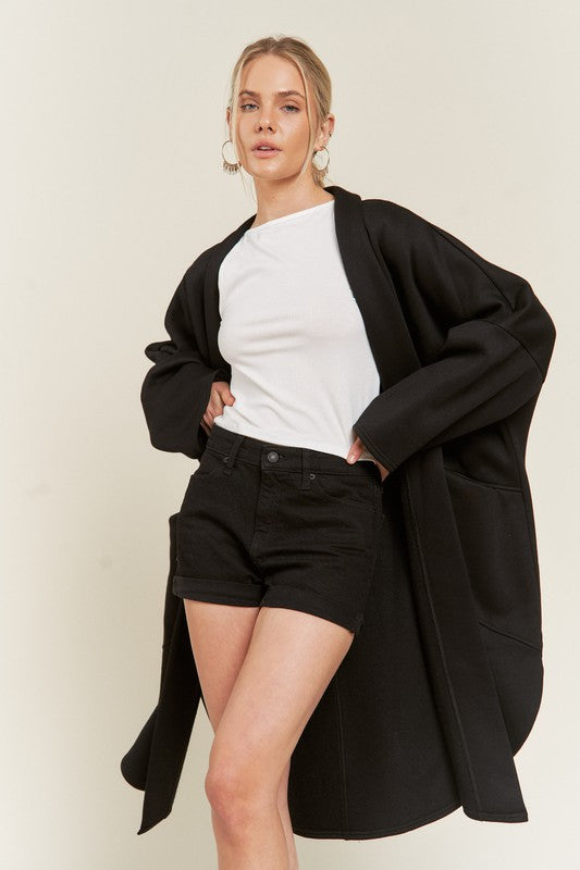 BLACK Oversized Knit Cardigan Plus Size | Cardigans Daverri Fashions
