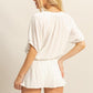 HYFVE Drawstring Hem Short Sleeve Top and Skort Set Outfit Sets