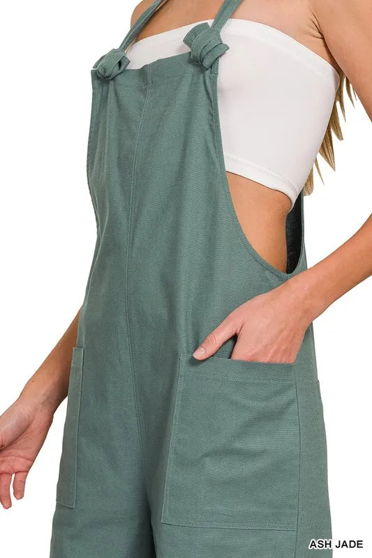 Zenana Woven Knot Strap Overalls Overalls