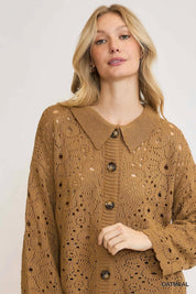 Umgee Crochet Button Down Knit Cardigan | Cardigans Daverri Fashions