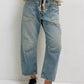 Daverri Washed Relaxed Fit Barrel Jeans in light-wash wide-leg denim with rips