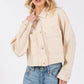 bytos Button Down Cropped Denim Jacket with Patch Pockets Tan